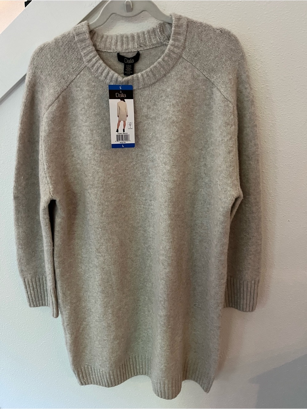 Dalia Neutral Beige Mix Crewneck Sweater Dress